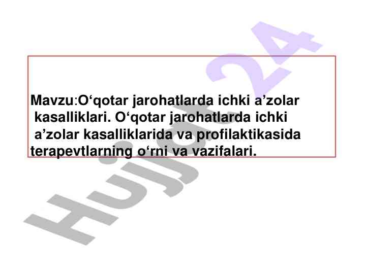 O‘qotar jarohatlarda ichki aʼzolar kasalliklari