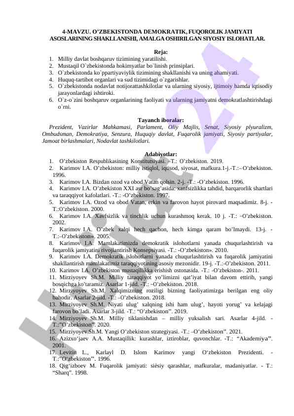 O'zbekistonda demokratik fuqorolik jamiyati asoslari