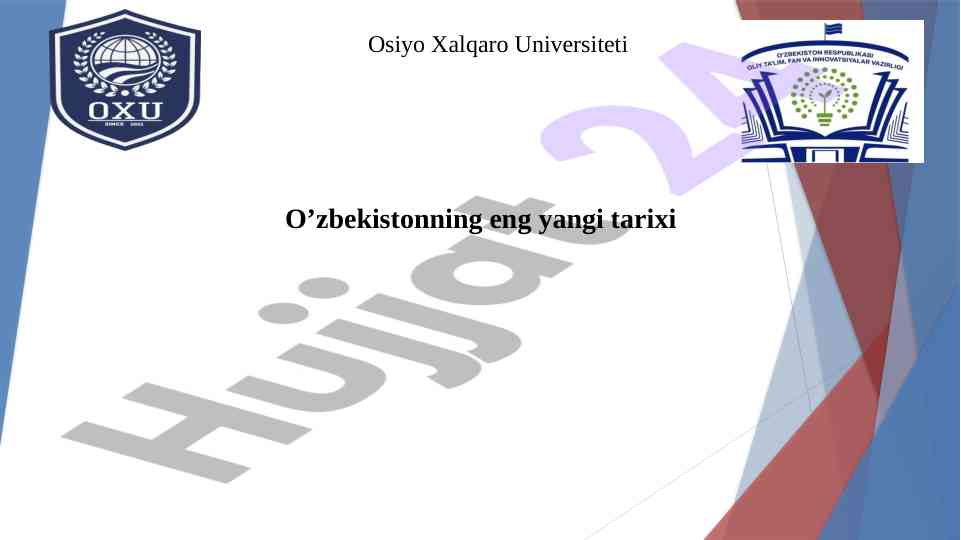 O‘zbekistonning yangi tarixi va ma'naviy islohotlar