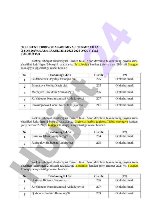 Psixologiya vaqti: talabalar uchun nazorat topsirish
