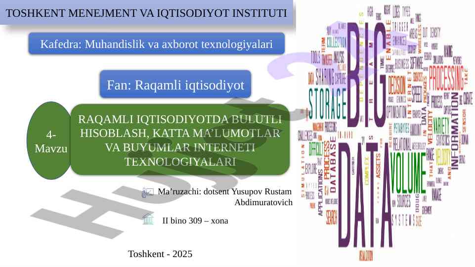 Raqamli iqtisodiyot va bulutli hisoblash ta’limi