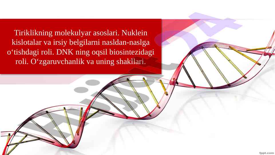 Tiriklikning molekulyar asoslari va dnk roli