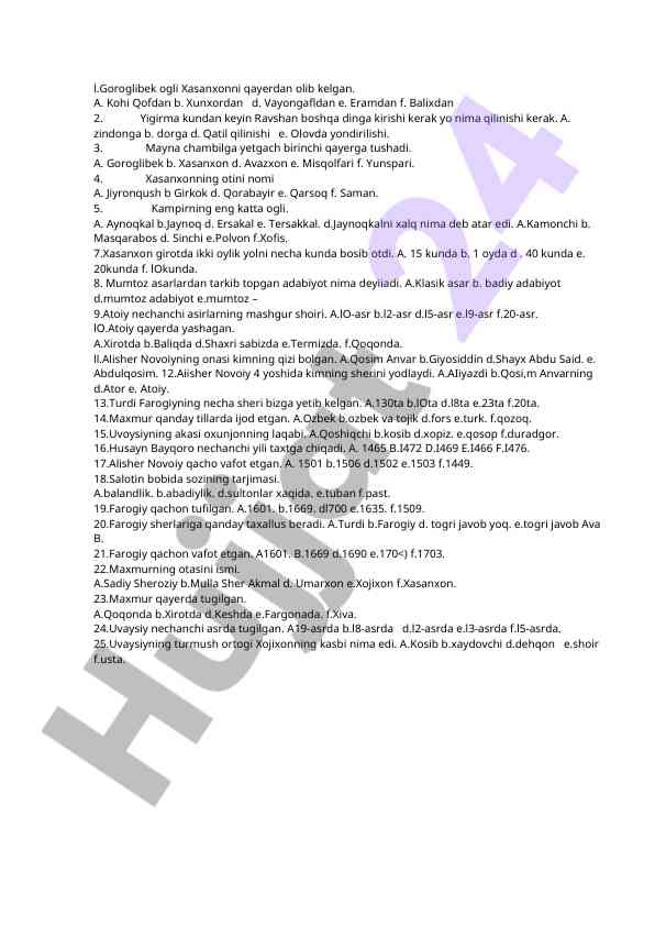 Savollar va javoblar bashoratlar uchun