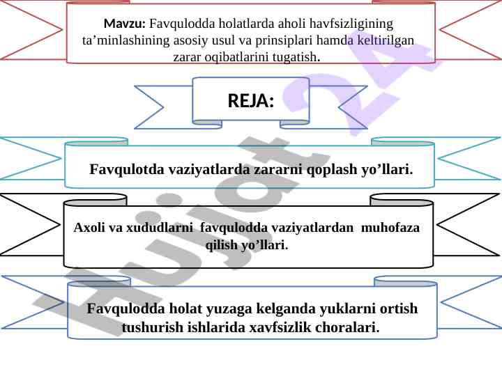 Favqulodda holatlarda aholi havfsizligi usullari