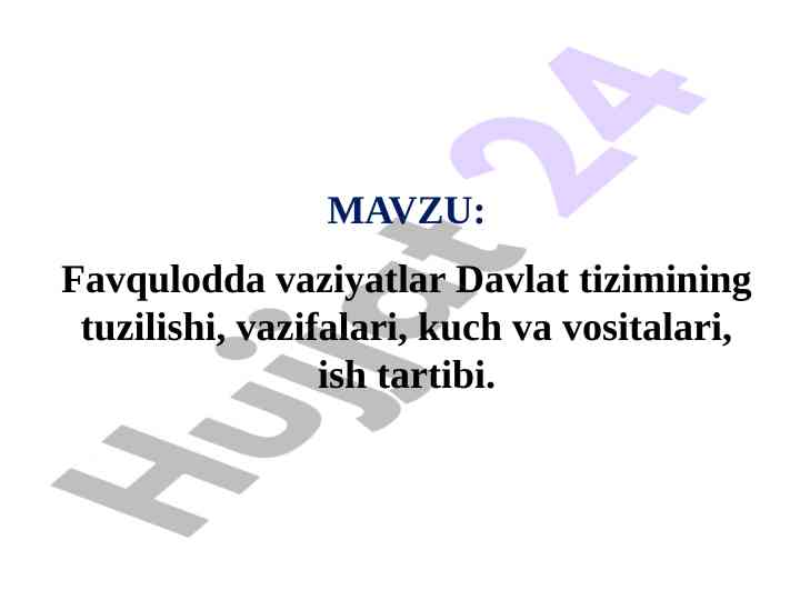 Favqulodda vaziyatlar tizimi va aholini himoya qilish