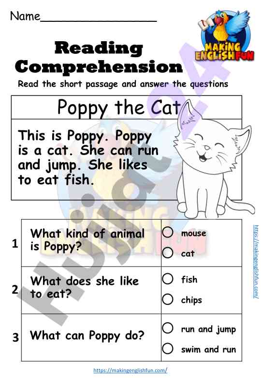Reading comprehension exercises for kids