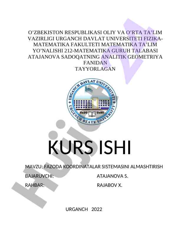 Fazoda koordinatalar sistemasini almashtirish