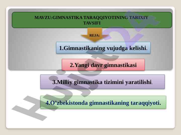 Gimnastika taraqqiyotining tarixiy tavsifi