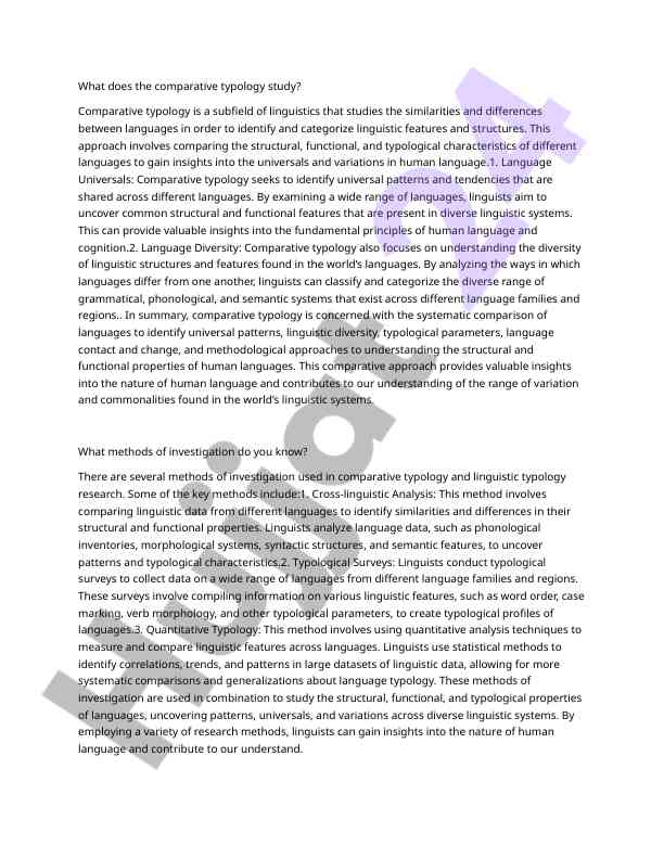 Comparative typology in linguistics study