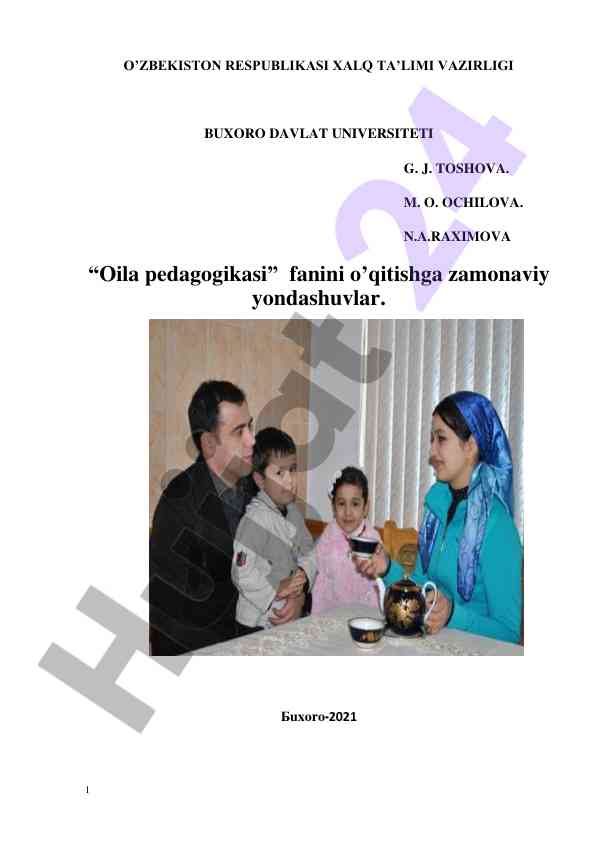 Zamonaviy yondashuvlar oila pedagogikasi faniga
