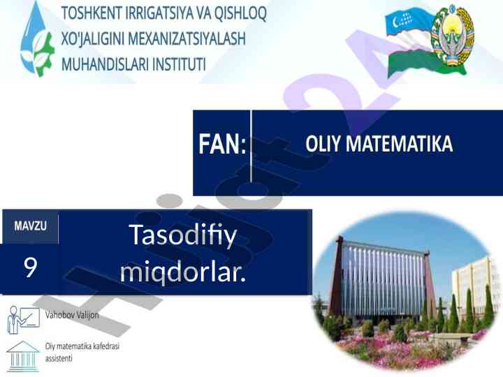 Tasodifiy miqdorlar tahlili va taqsimotlar