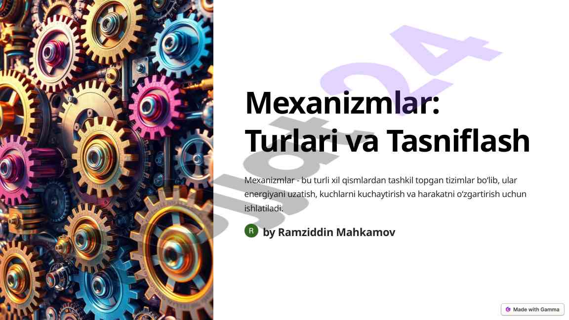 Mexanizmlar turlari va tasniflash