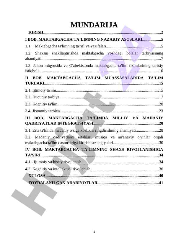 Maktabgacha ta'lim va bolalar rivojlanishi