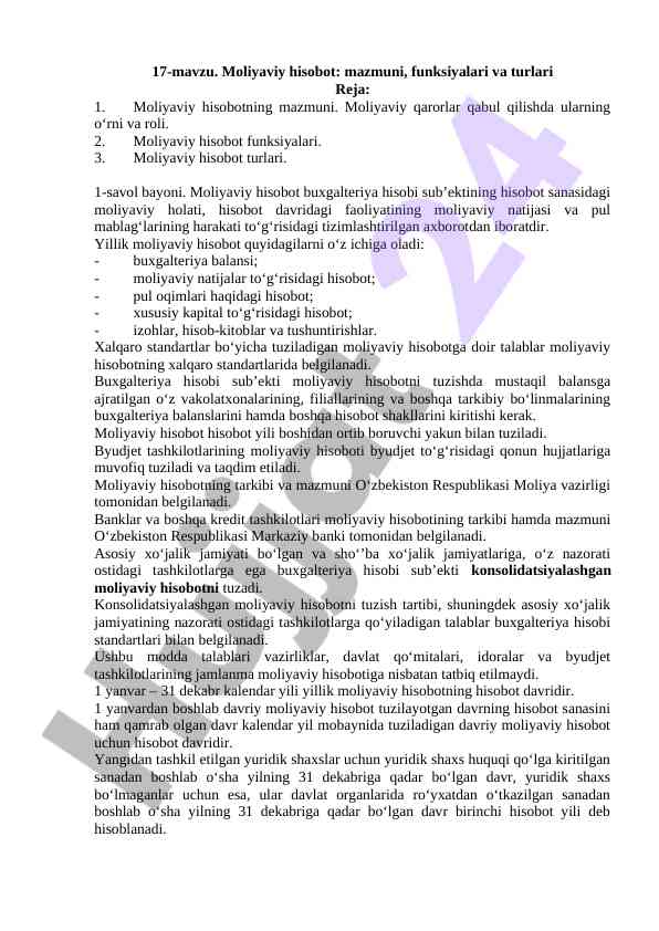 Moliyaviy hisobot: mazmuni va funksiyalari