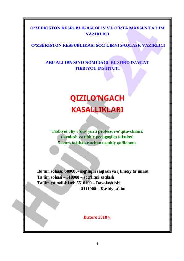 Sog‘liqni saqlash mavzusida uslubiy qo‘llanma