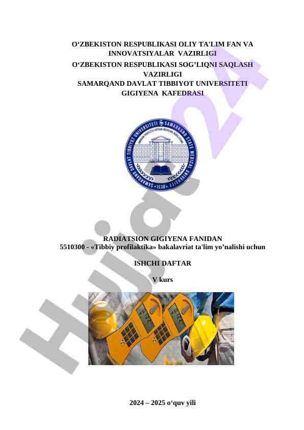 Radiatsion gigiena fanidan ishchi daftar