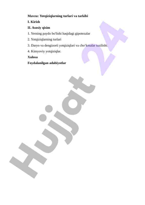 Yotqiziqlarning turlari va tarkibi asoslarini o‘rganish