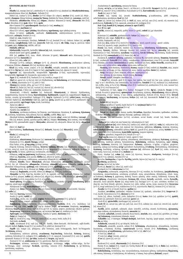 Sinonimlar ro’yxati va ularning qo’llanilishi