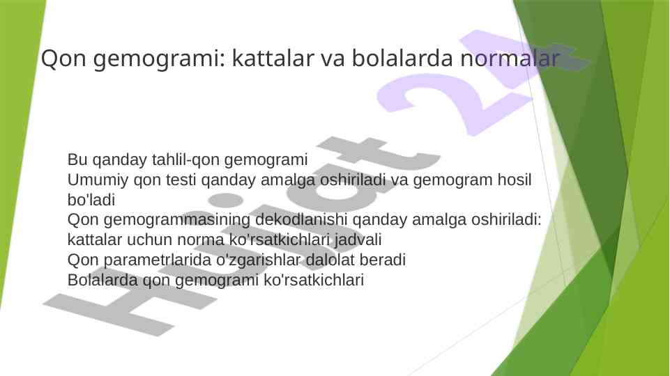 Qon gemogrami tahlili va dekodlanishi
