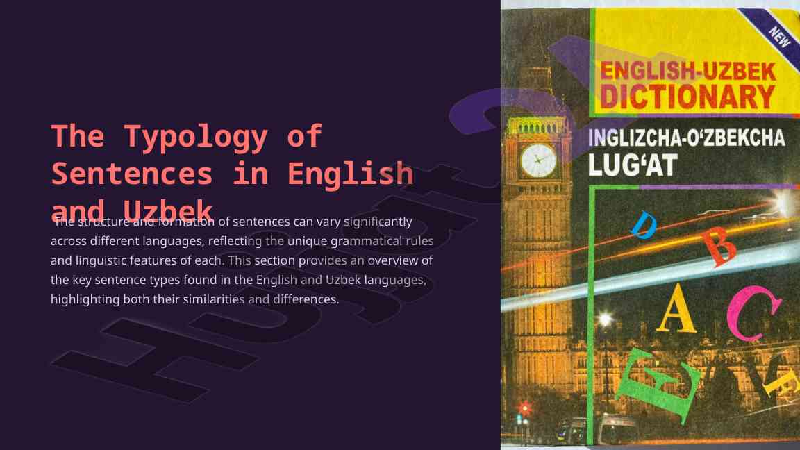 The typology of sentences in english and uzbek