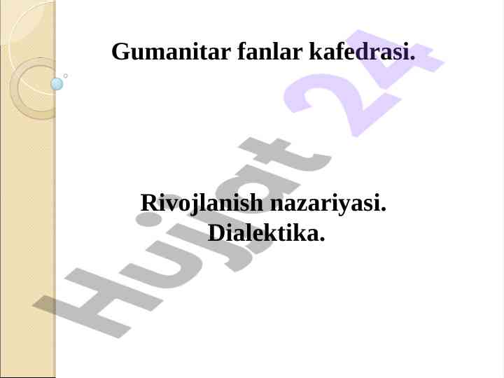 Rivojlanish nazariyasi va falsafa asoslari