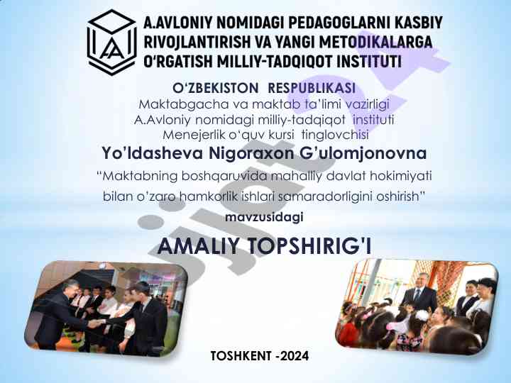 Maktab boshqaruvida davlat hokimiyati bilandi hamkorlik
