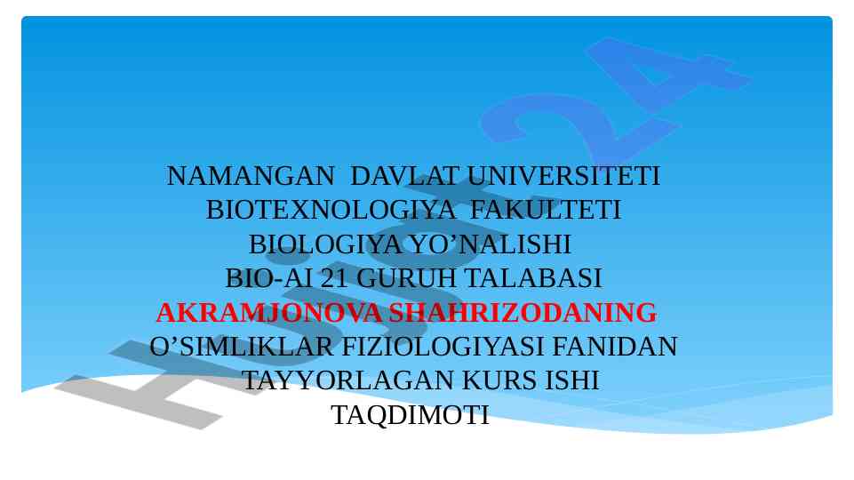 Yavorizatsiya va fotoperiodizm taqdimoti