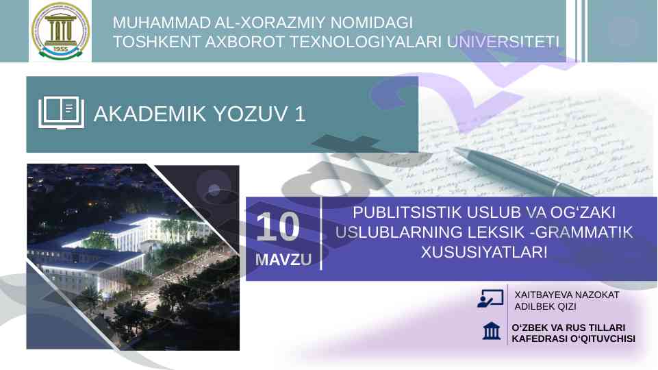 Publitsistik uslub va og‘zaki uslublarning xususiyatlari