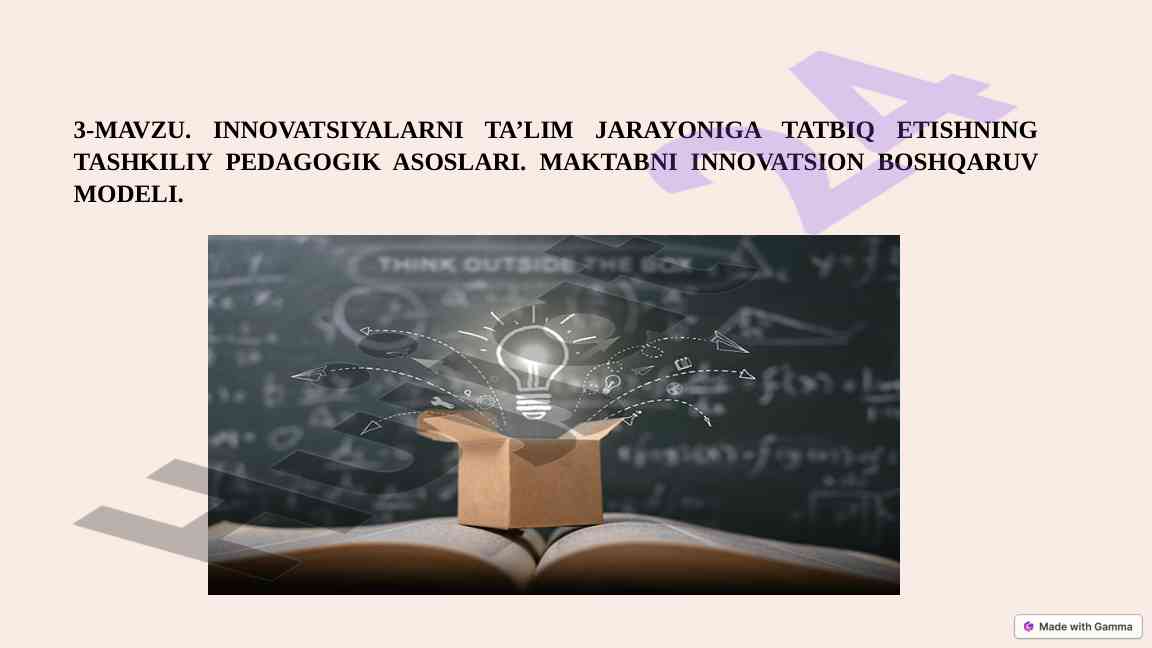 Innovatsiyalarni ta'lim jarayoniga tatbiq etish