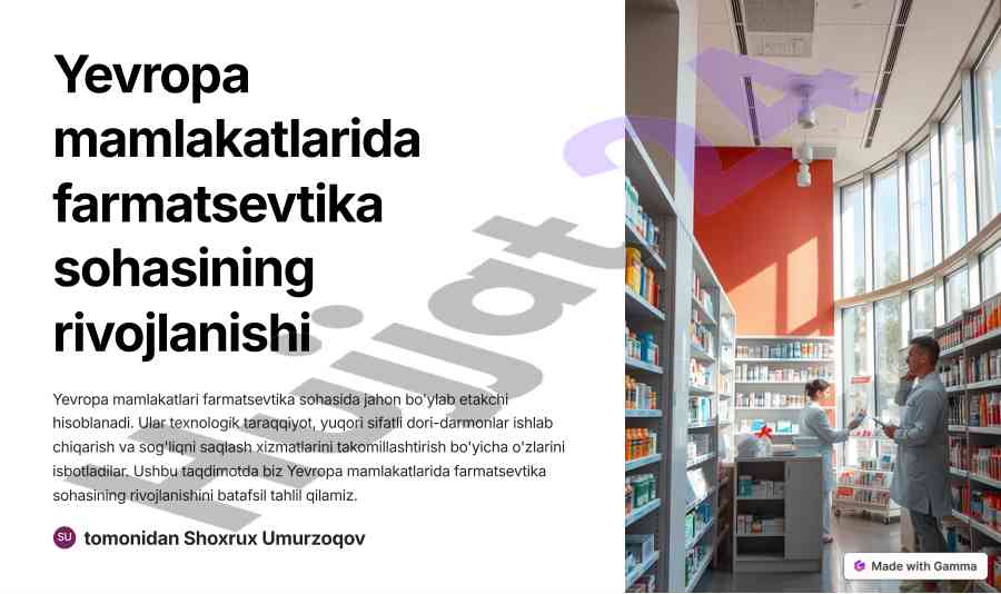 Yevropa mamlakatlarida farmatsevtika rivojlanishi