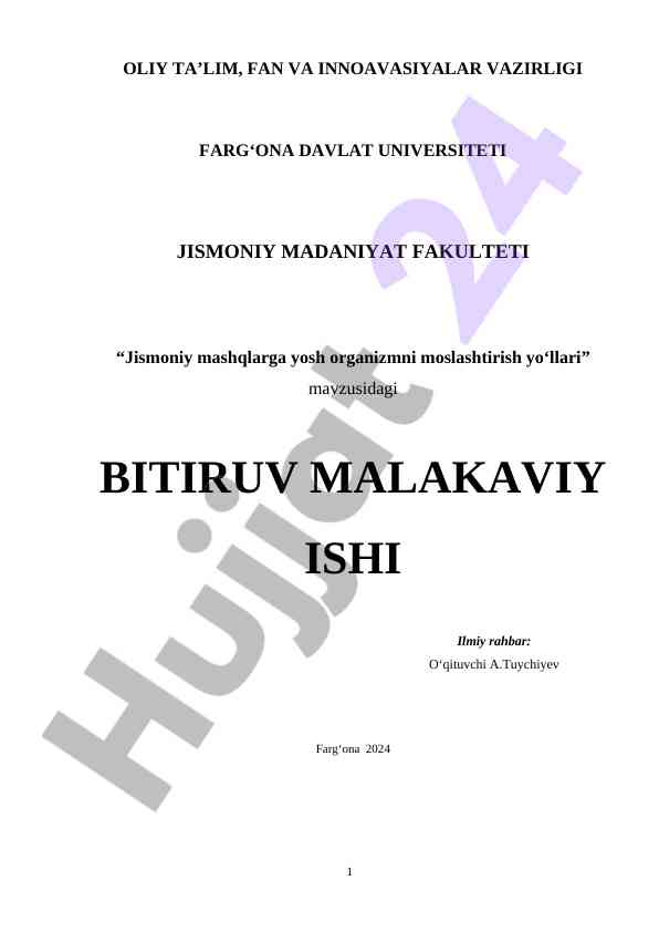 Jismoniy mashqlarga yosh organizmni moslashtirish