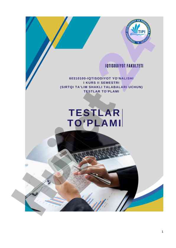 Ii-semestr uchun testlar to'plami