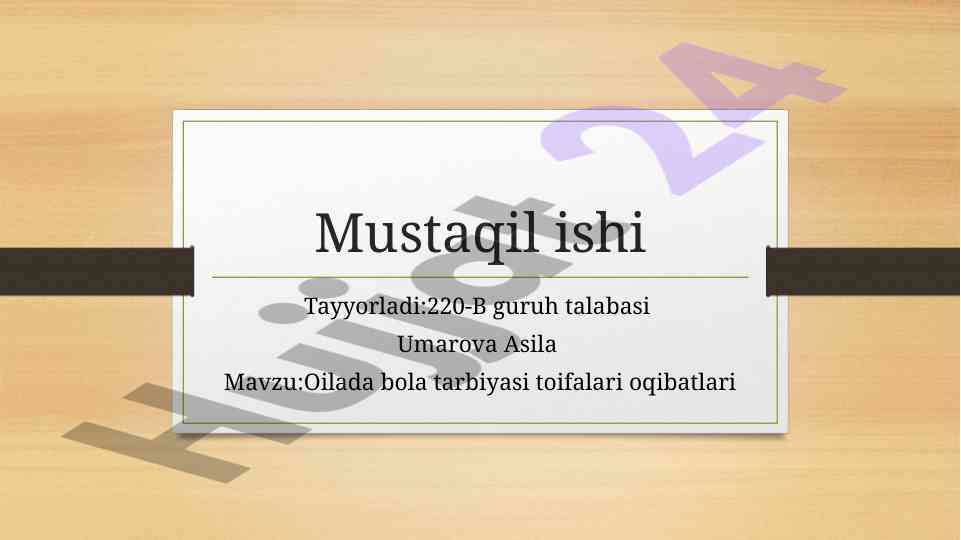 Oilada bola tarbiyasi toifalari oqibatlari