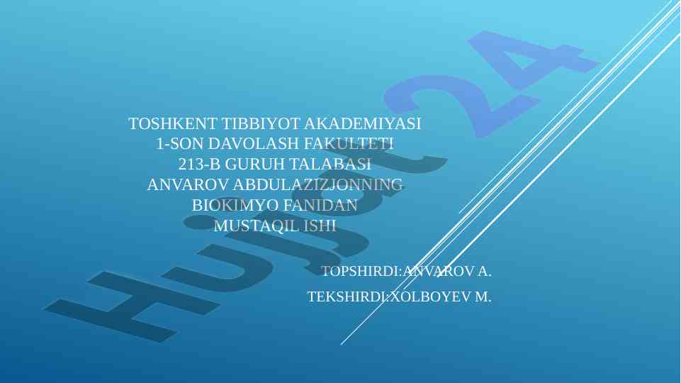 Yurak va mushak biokimyosi tahlili