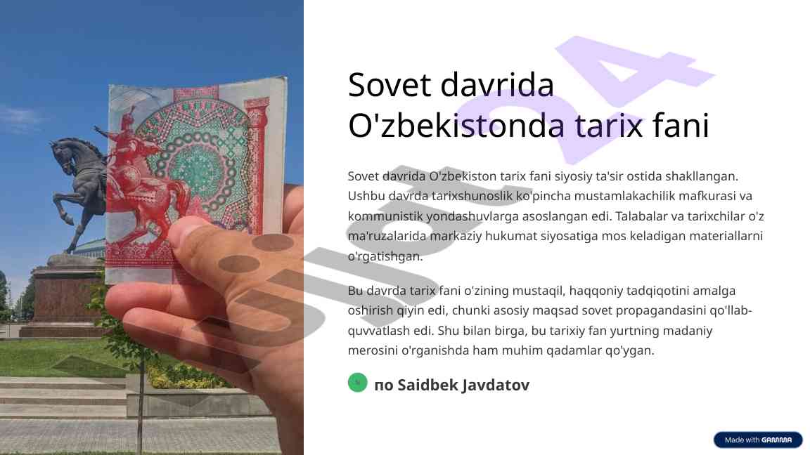 O'zbekistonda tarix fanining sovet ta'siri