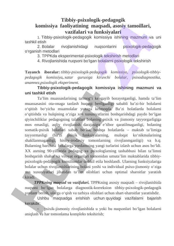Tibbiy-psixologik-pedagogik komissiya faoliyati