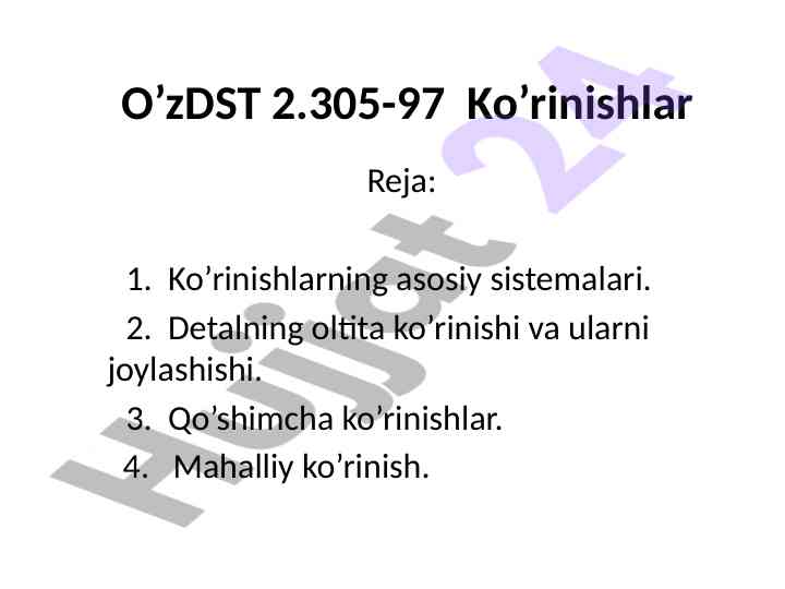 Oltita ko'rinishlar va ularning joylashishi