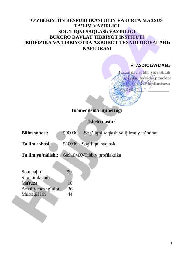 Biomeditsina injinerligi dasturi