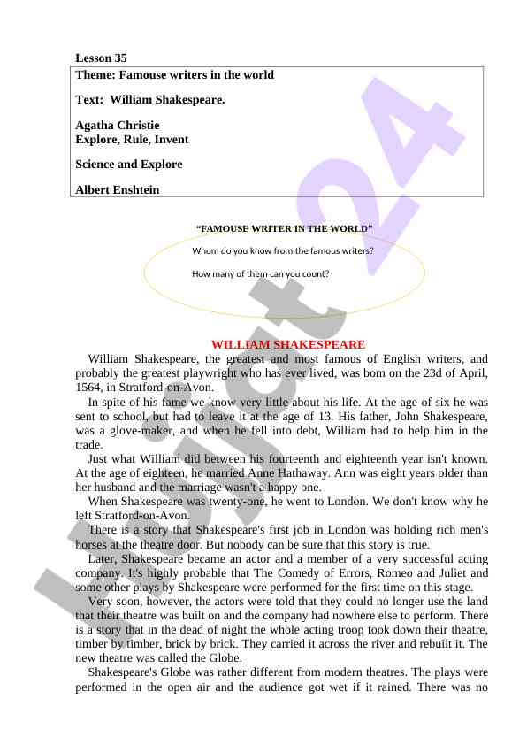 Famouse writers and their contributions to literature