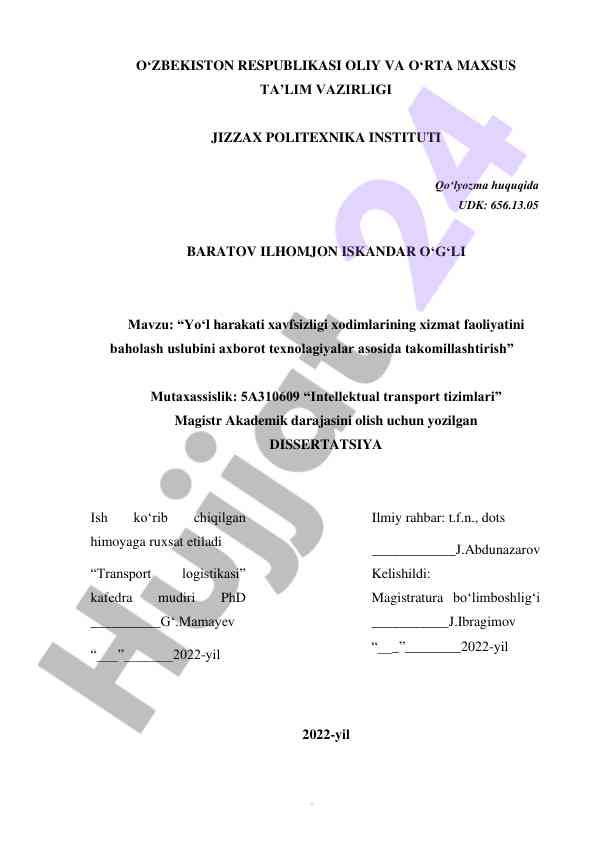 Yo‘l harakati xavfsizligi xodimlarining faoliyatini baholash
