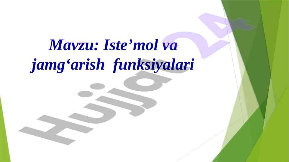 Iste'mol va jamg'arma funktsiyalari tahlili