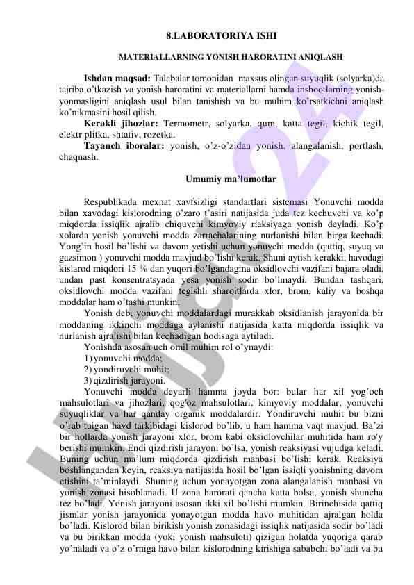 Ishlab chiqarish suyuq yoning haroratini aniqlash