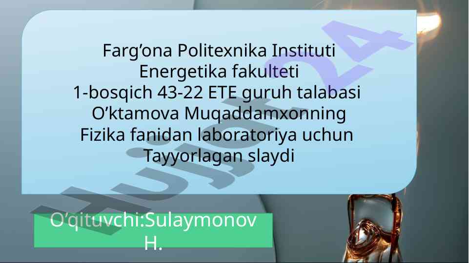 G’altakning induktivligini aniqlash laboratoriya slaydi