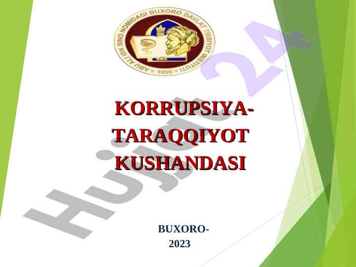 Korrupsiya bilan kurashish va taraqqiyot yo‘llari