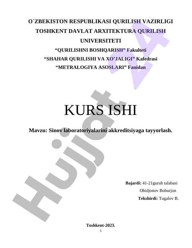 Sinov laboratoriyalarini akkreditsiyaga tayyorlash