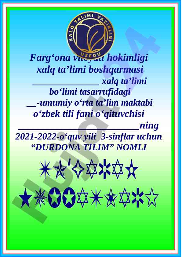 Durdona tilim to‘garak a‘zolari haqida ma’lumot