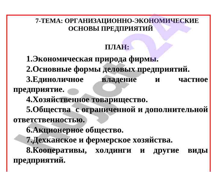 Organizatsion-ekonomicheskie osnovy predpriyatiy