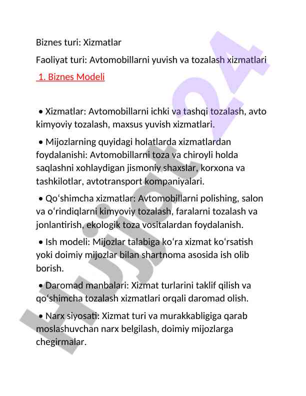 Avtomobillarni yuvish va tozalash xizmatlari