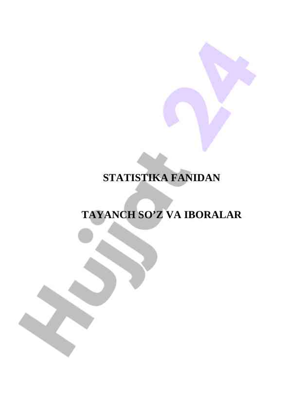 Statistika fanidan qonuniyatlar va ko'rsatkichlar