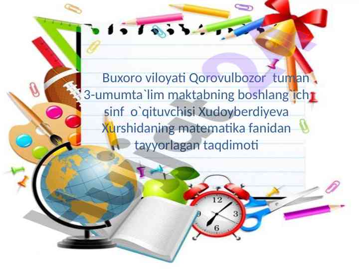 Matematika fanidan 1-sinf taqdimoti sonlar